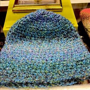 Handmade Blue and Green Knit Beanie